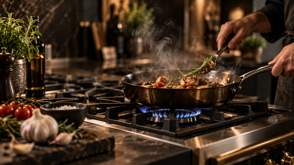 Koken op een luxe fornuis